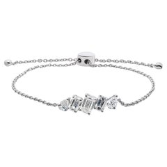 Pulsera de diamantes naturales talla esmeralda SI/H pera de 1,68 quilates y 18 quilates de oro blanco