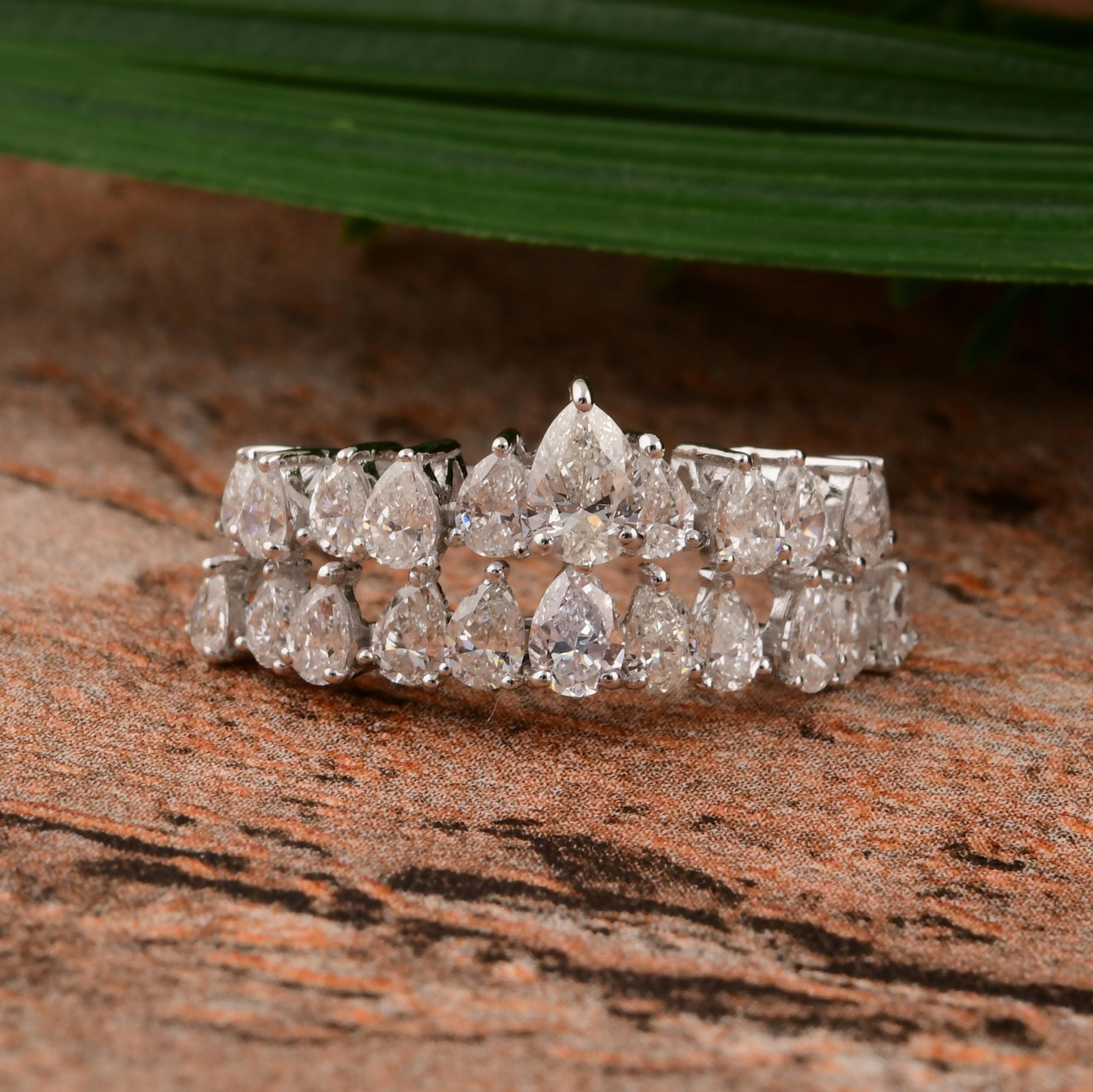 Taille poire Bague fine joaillerie en or blanc 14 carats avec diamant naturel en forme de poire de 1,69 carat SI/H en vente