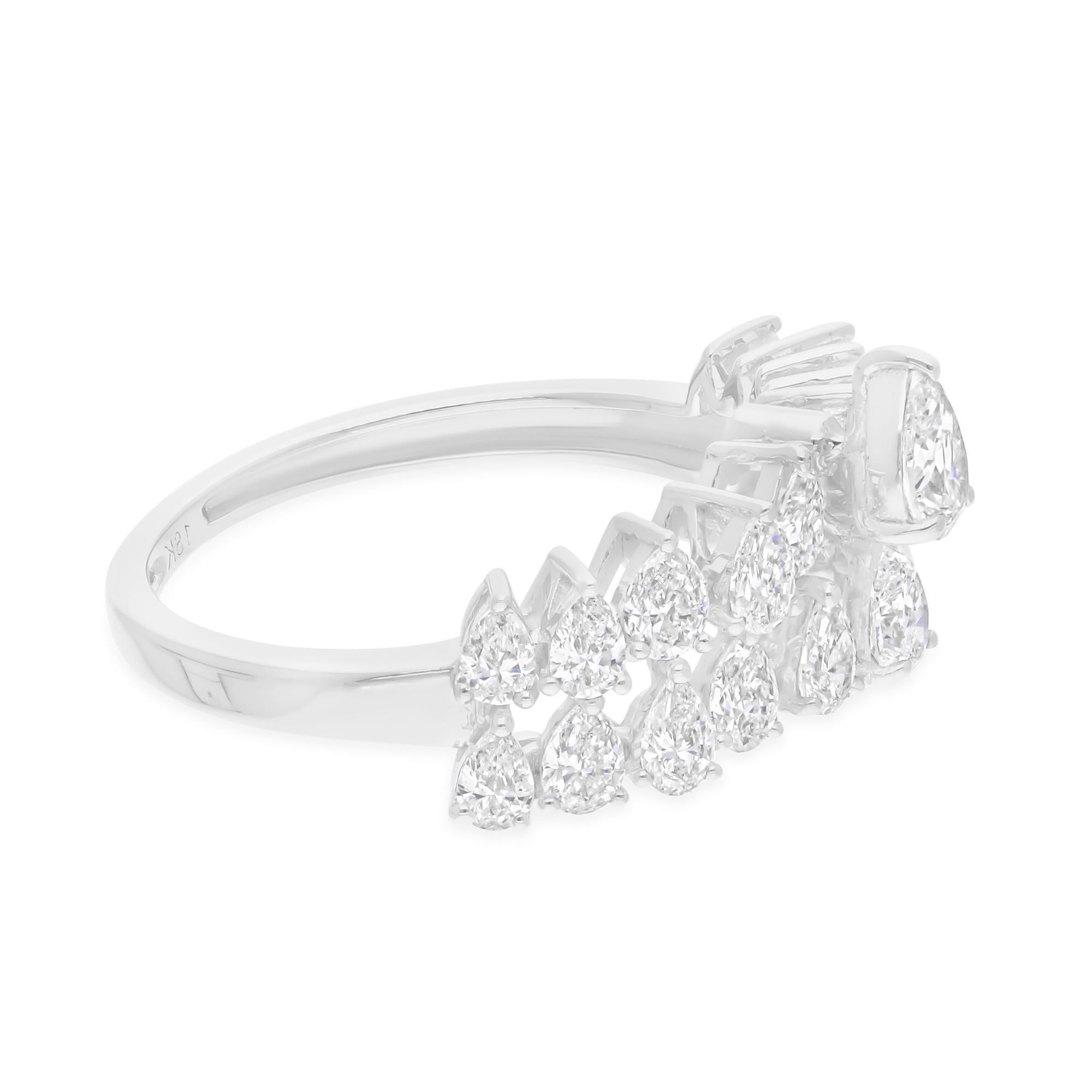 Bague fine joaillerie en or blanc 14 carats avec diamant naturel en forme de poire de 1,69 carat SI/H Neuf - En vente à Diera, Dubai