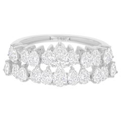 Anillo de diamantes naturales en forma de pera de 1,69 quilates SI/H Oro blanco de 14 quilates Joyería fina