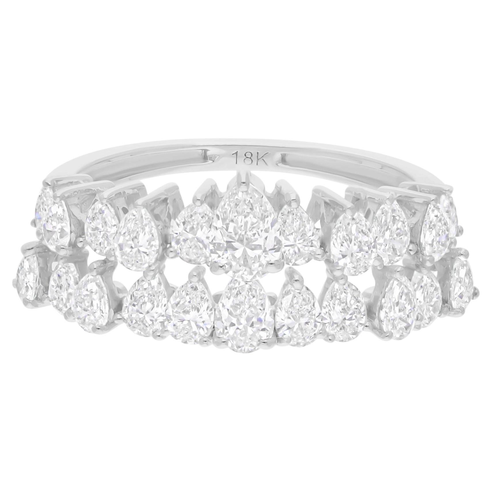 Natural 1.69 Carat SI/H Pear Shape Diamond Ring 14 Karat White Gold Fine Jewelry