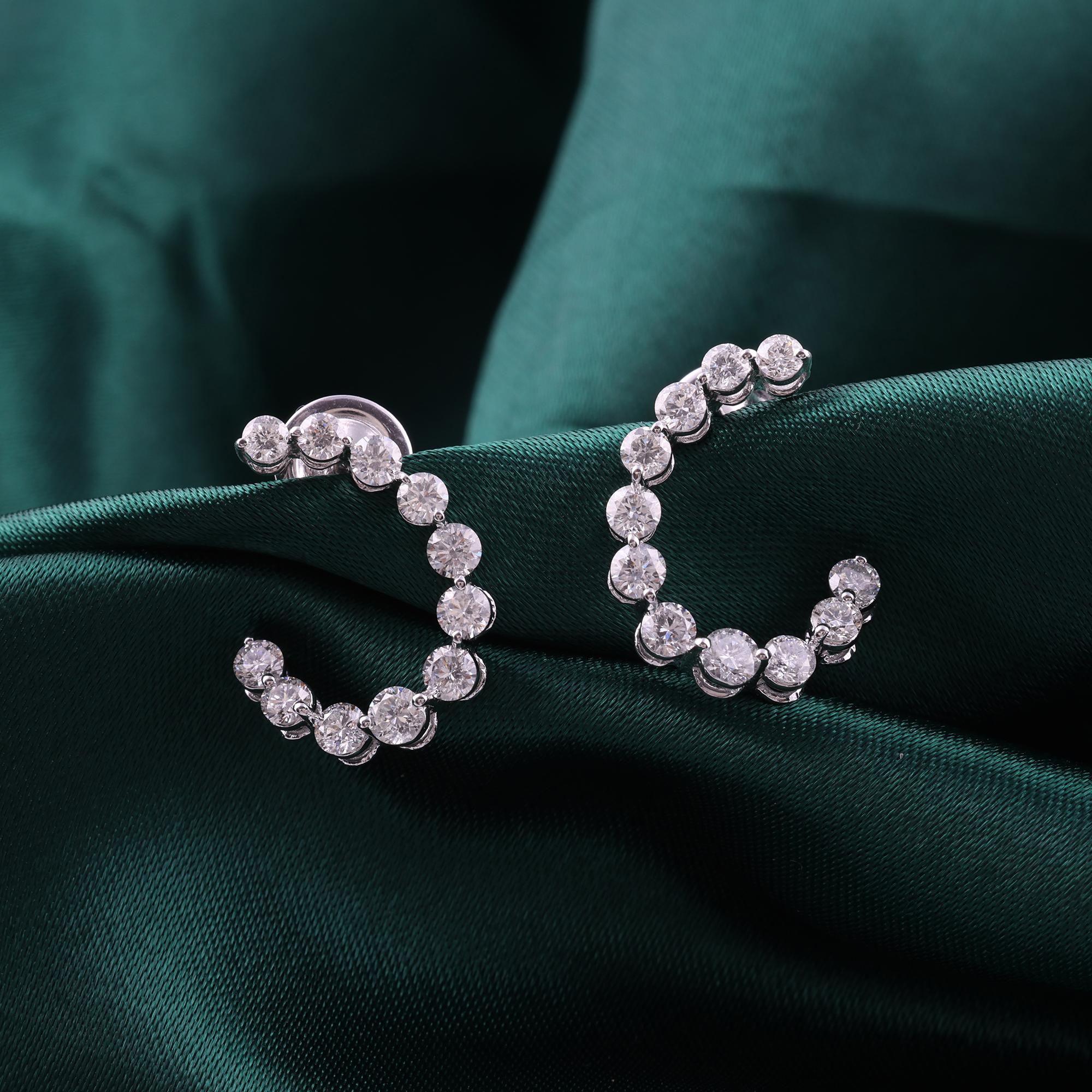 Pendientes de diamantes redondos naturales de 1,7 quilates, claridad SI y color HI, oro blanco de 18 quilates Corte redondo en venta