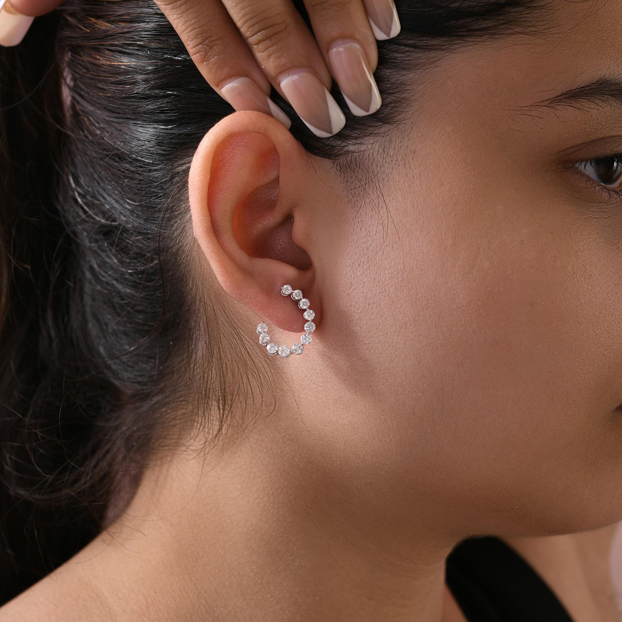 Pendientes de diamantes redondos naturales de 1,7 quilates, claridad SI y color HI, oro blanco de 18 quilates en Nuevo estado para la venta en Diera, AE