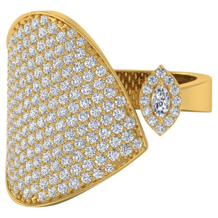 Natural 1.7 Carat SI/HI Diamond Designer Ring 18 Karat Solid Yellow Gold Jewelry For Sale