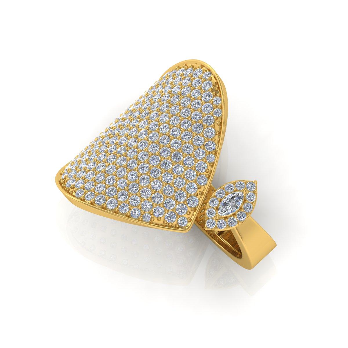 Modern Natural 1.70 Carat Diamond Pave Cuff Ring 18 Karat Yellow Gold Handmade Jewelry For Sale