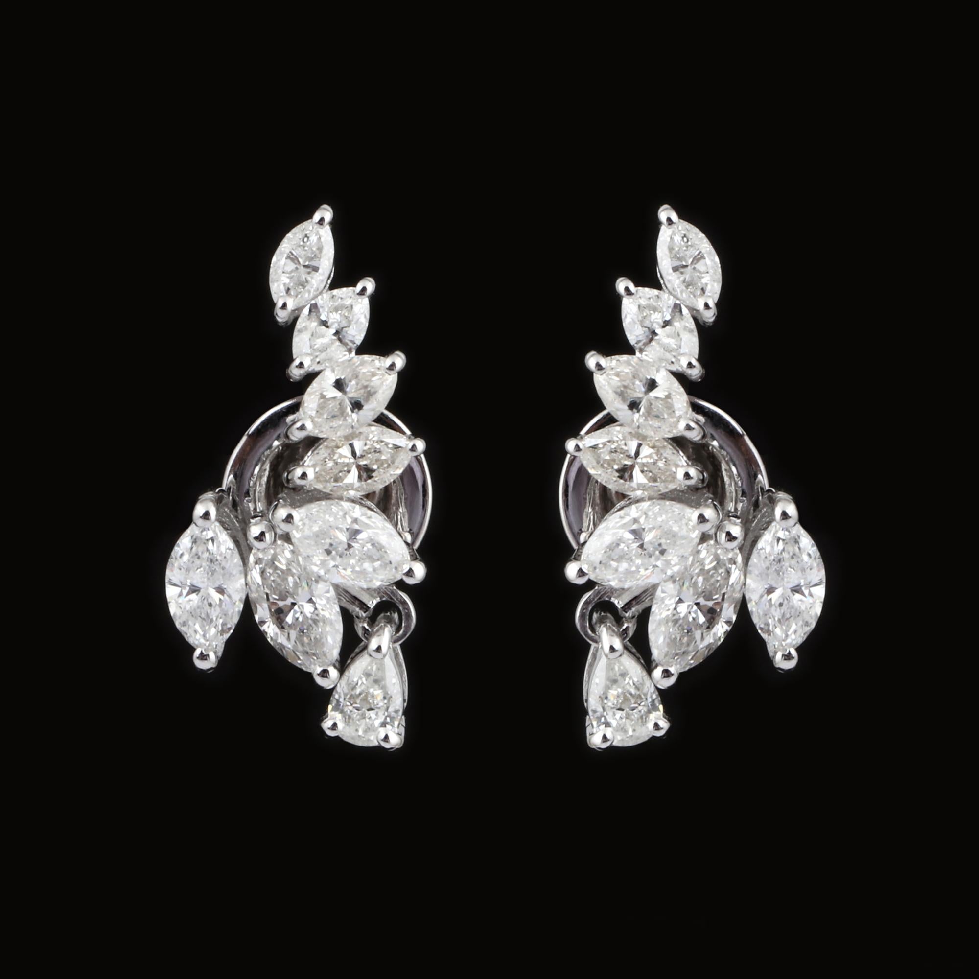 Pear Cut Natural 1.70 Carat Pear Diamond Stud Earrings Solid 14k White Gold Fine Jewelry For Sale