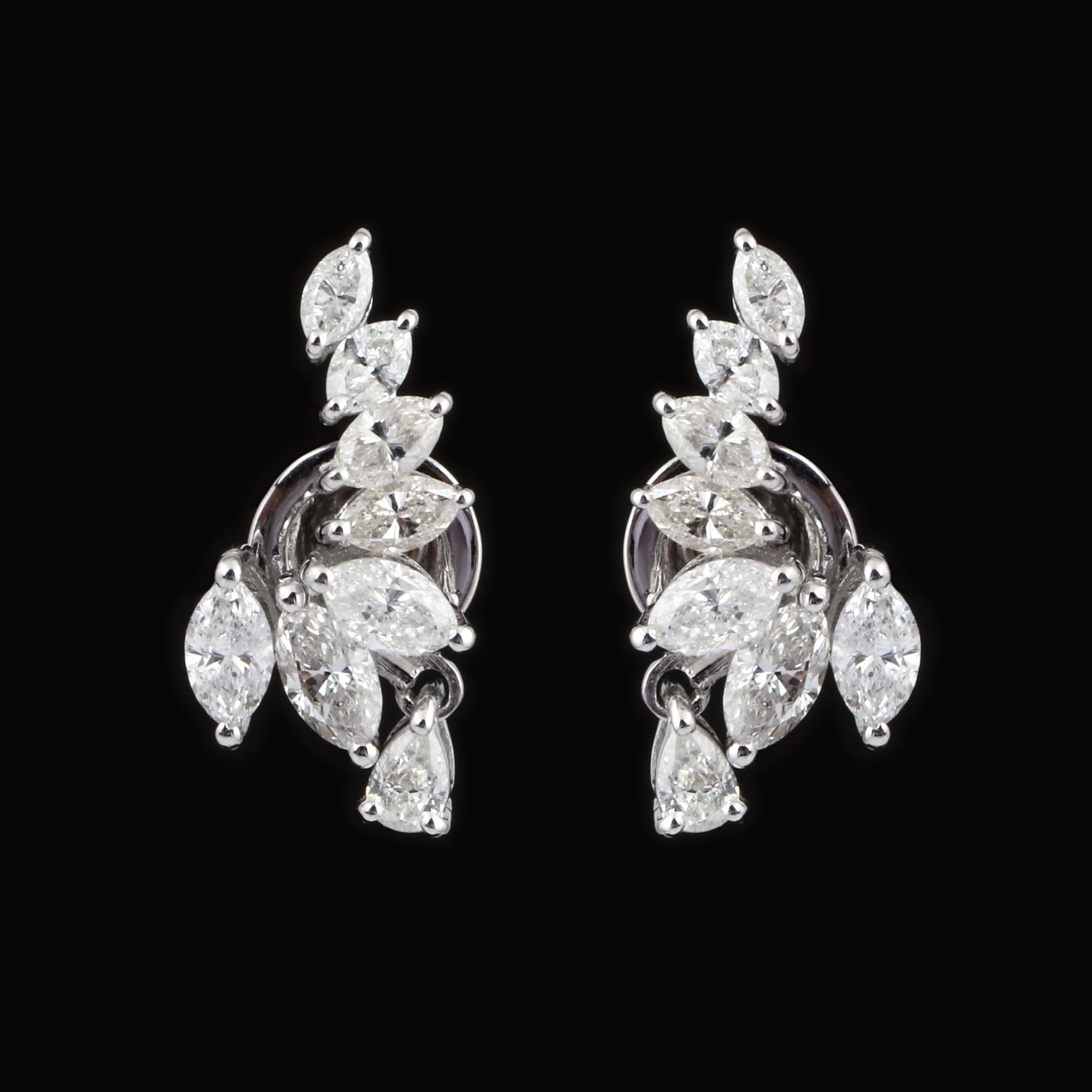 Natürliche 1,70 Karat Birne Diamant Ohrstecker massiv 18k Weißgold Feiner Schmuck (Tropfenschliff) im Angebot