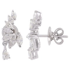 Natürliche 1,70 Karat Birne Diamant Ohrstecker massiv 18k Weißgold Feiner Schmuck