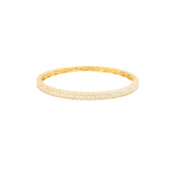 Natural 1.70 Carat Round and Baguette Cut Diamond 18-Karat Bangle In Stock