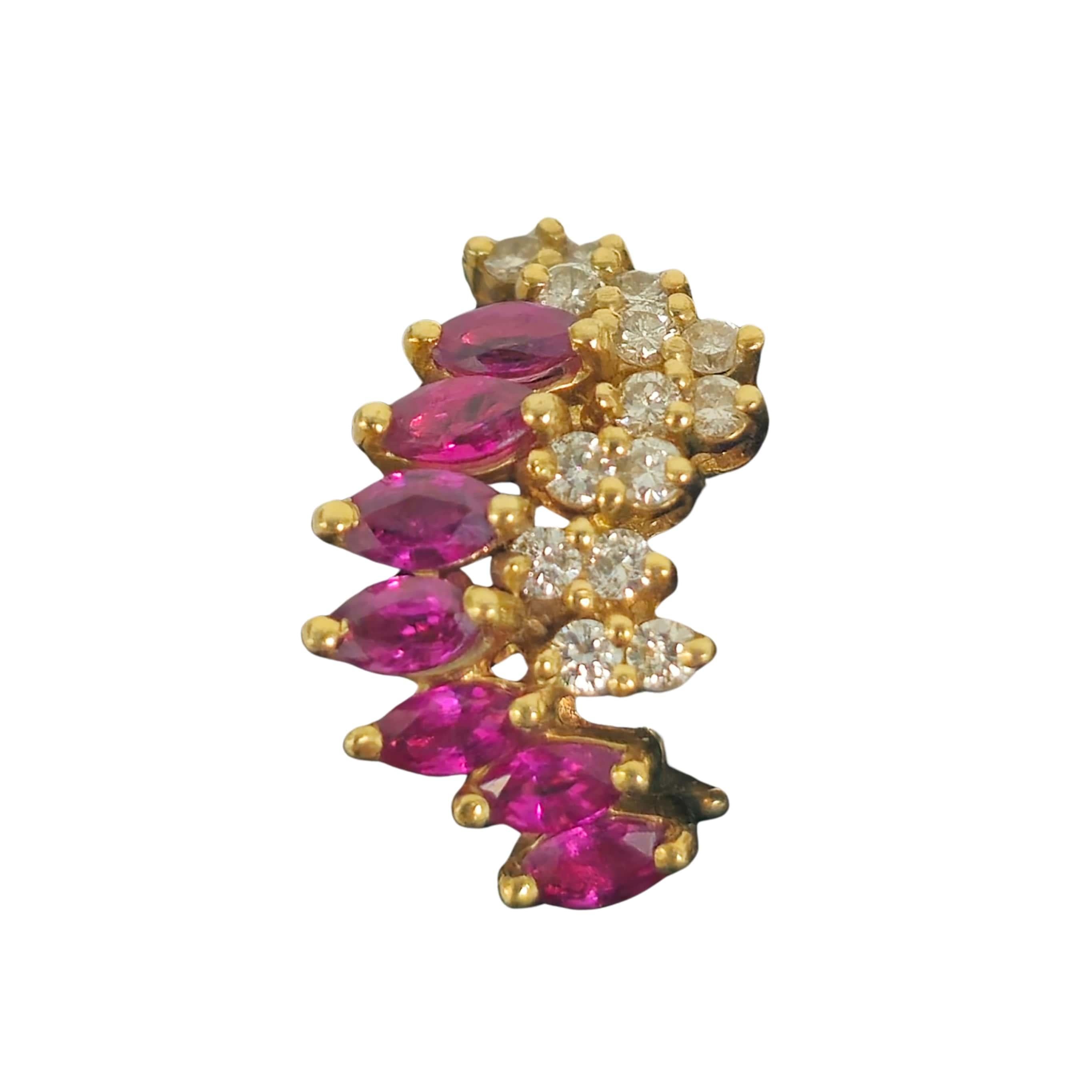 Natural 1.70 Carat Ruby Diamond Earrings in 14k Gold In Excellent Condition For Sale In Miami, FL