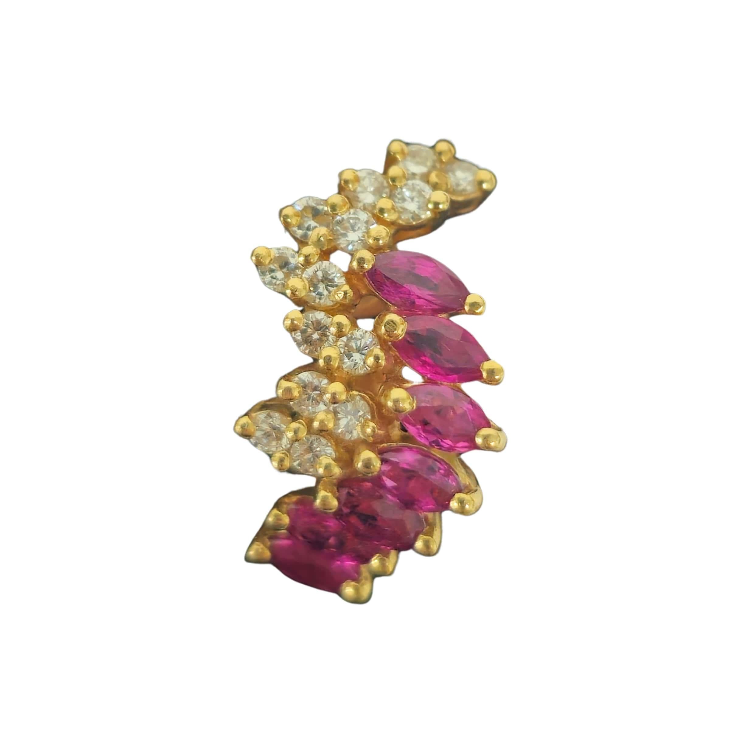 Women's Natural 1.70 Carat Ruby Diamond Earrings in 14k Gold For Sale