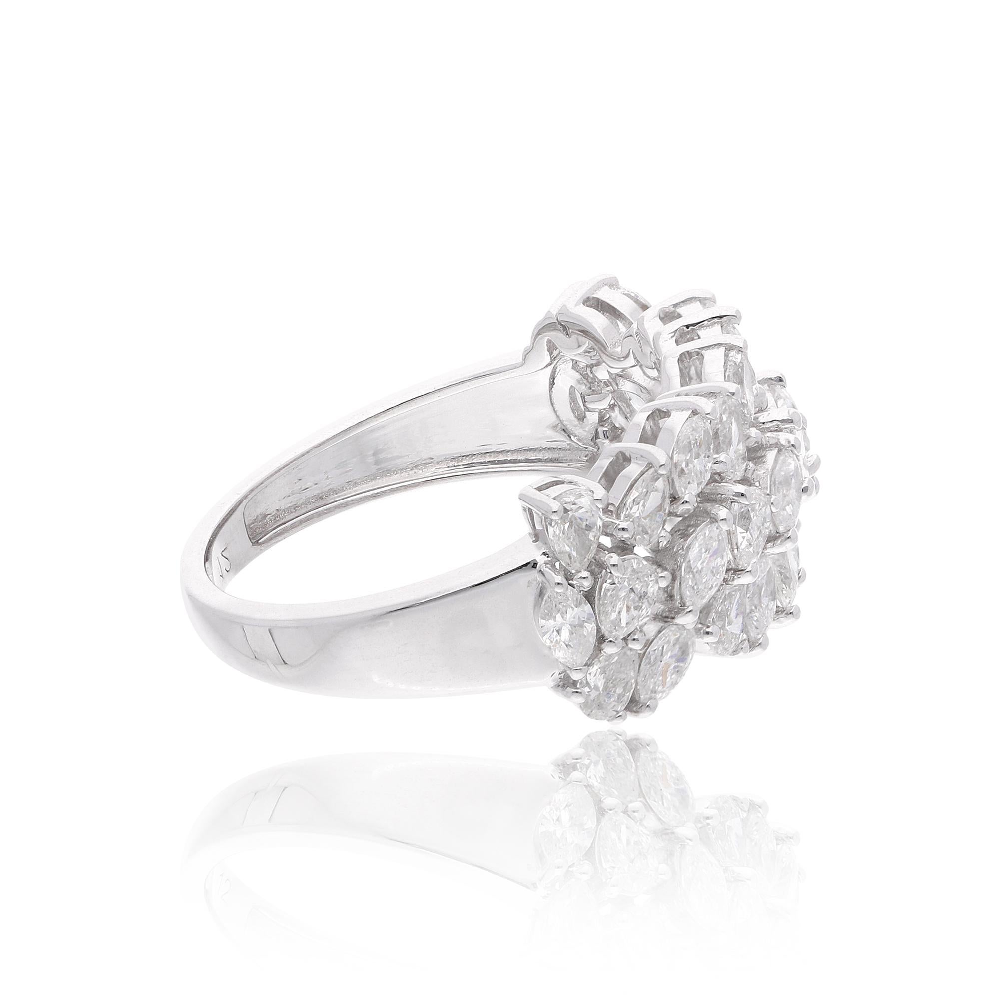 Natural 1.70 Carat SI Clarity HI Color Diamond Wedding Ring 14 Karat White Gold For Sale 1