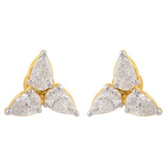 Orecchini a perno minimalisti in oro giallo 14k con diamanti naturali da 1,71 carati SI/HI