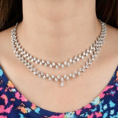 Natural 17.10 Carat Pear Cut Diamond Drop Necklace 14K Solid Gold Bridal Jewelry