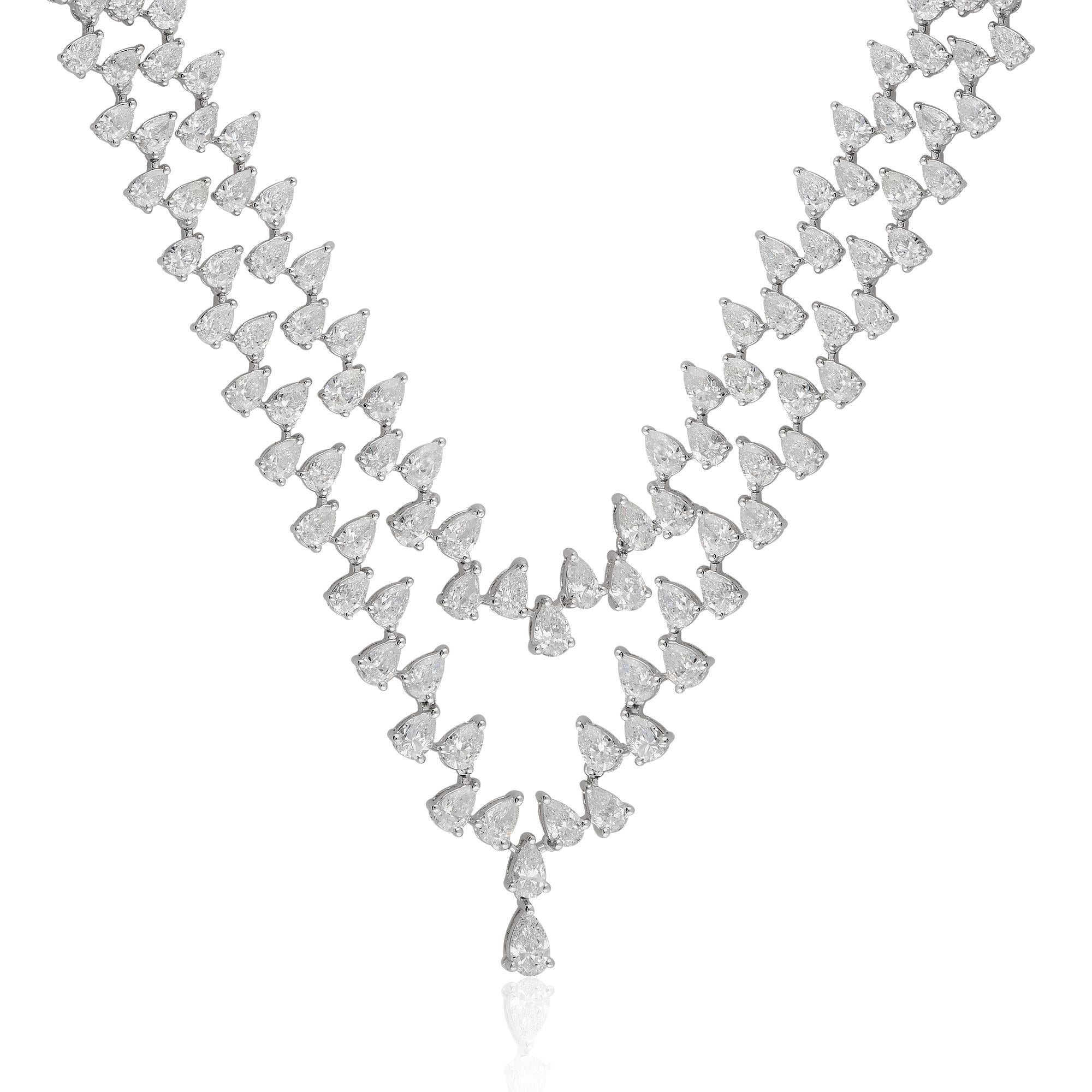 Elevate your jewelry collection with our mesmerizing Two-Strand Double Layer Gold Diamond Necklace. Adorning the necklace are dazzling pear diamonds strategically placed along both strands, adding an irresistible touch of brilliance and