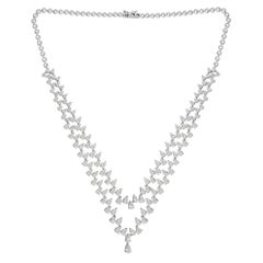 Natural 17.10 Carat Pear Diamond Necklace 18 Karat White Gold Handmade Jewelry