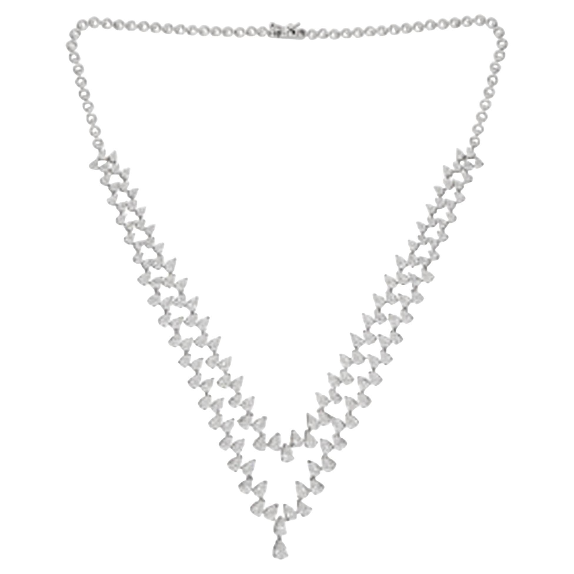 Collana di diamanti naturali a pera da 17,10 carati in oro bianco 18 carati Gioielli fatti a mano