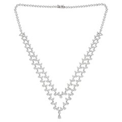 Collana di diamanti naturali a pera da 17,10 carati in oro bianco 18 carati Gioielli fatti a mano