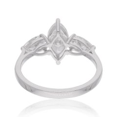 Natural 1.73 Carat SI/H Marquise & Pear Diamond Promise Ring 18 Karat White Gold