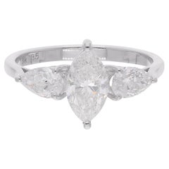 Promise-Ring aus 18 Karat Weißgold mit natürlichem 1,73 Karat SI/H Marquise & Birnendiamant