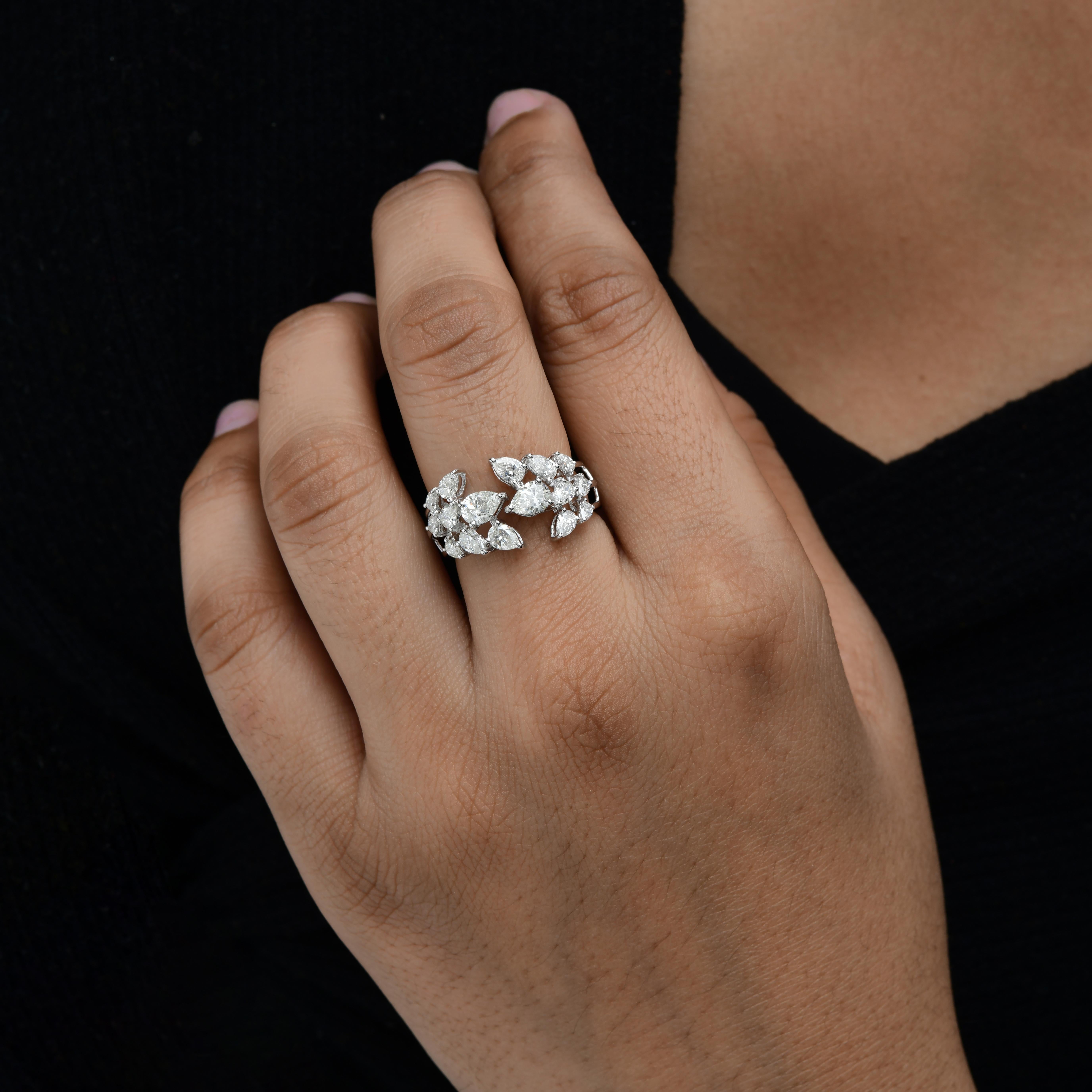 Natural 1.74 Carat SI Clarity HI Color Pear Diamond Ring 18 Karat White Gold For Sale 1