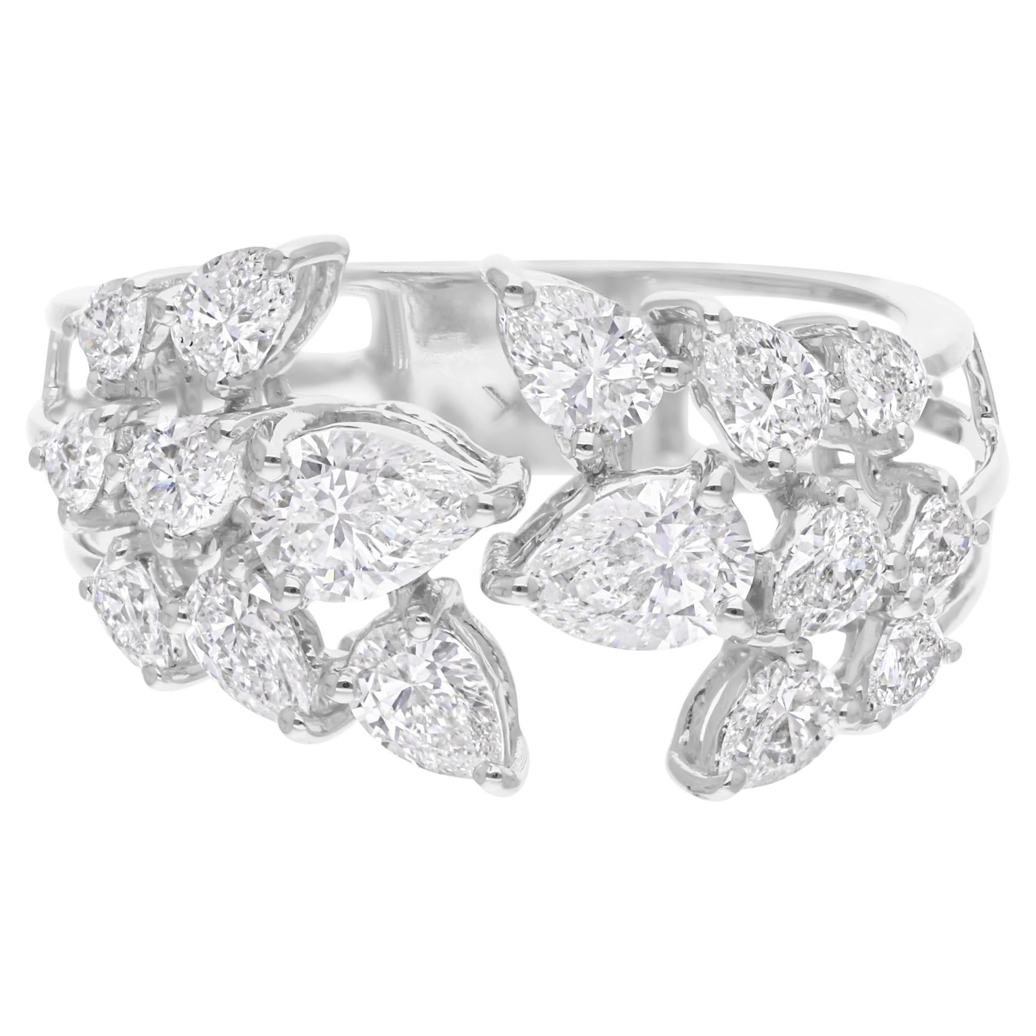 Natural 1.74 Carat SI Clarity HI Color Pear Diamond Ring 18 Karat White Gold