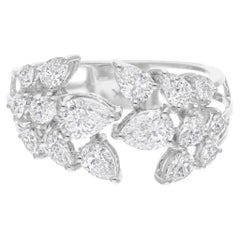 Bague en or blanc 18 carats avec diamant poire naturel de 1,74 carat de pureté SI de couleur hi-colore