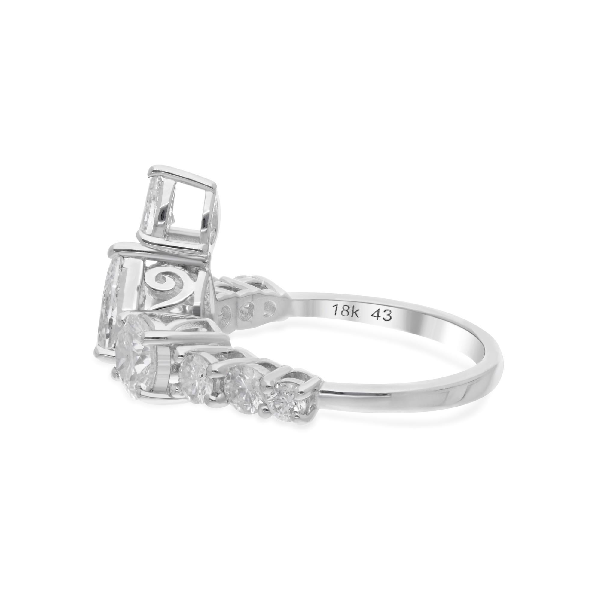 Im Angebot: Natürlicher 1,74 Karat SI/H Diamant offener Manschettenring 14 Karat Weißgoldschmuck () 4