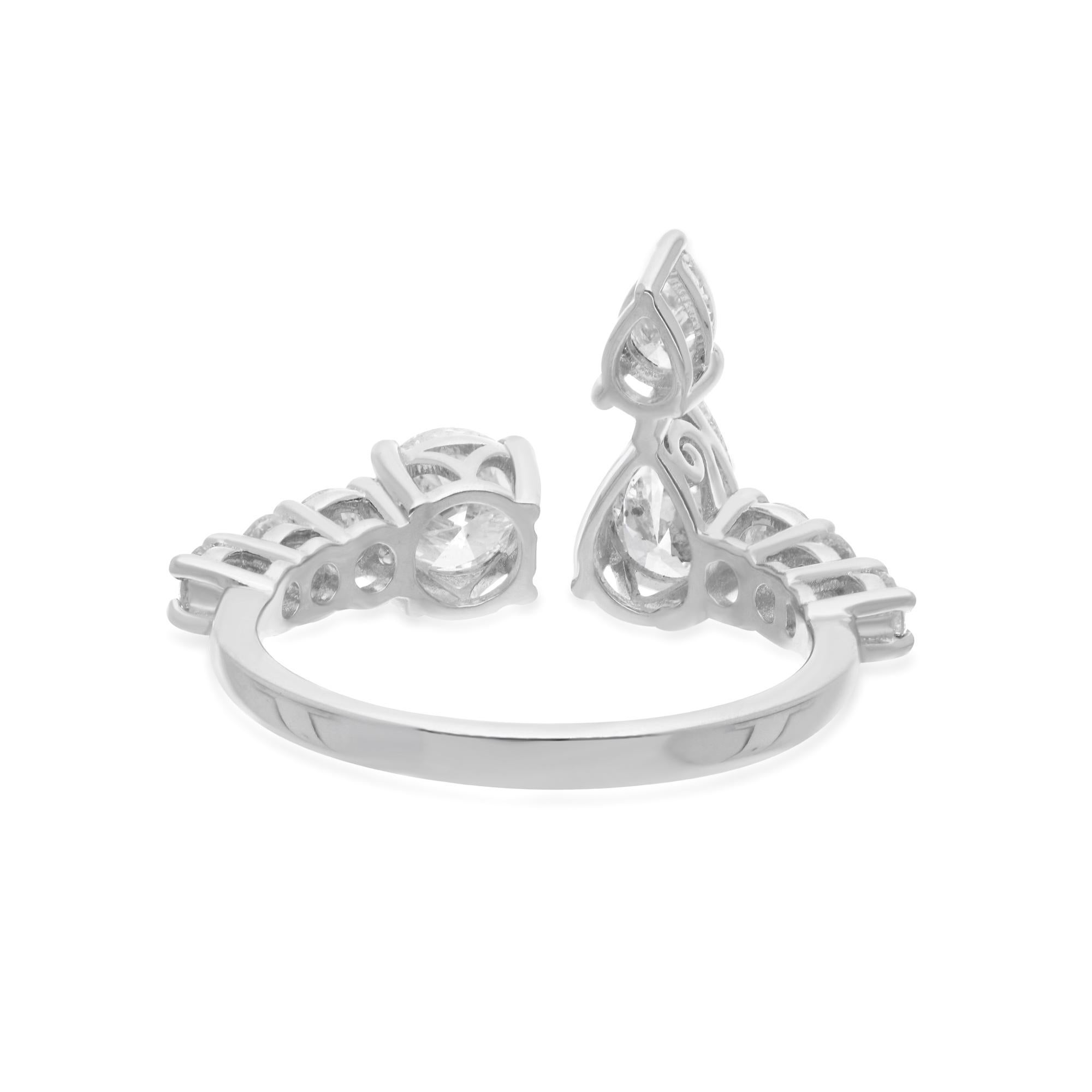 Im Angebot: Natürlicher 1,74 Karat SI/H Diamant offener Manschettenring 18 Karat Weißgoldschmuck () 5