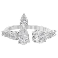 Natürlicher 1,74 Karat SI/H Diamant offener Manschettenring 18 Karat Weißgoldschmuck