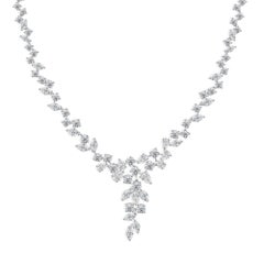 Natural 17.43 Carat SI Clarity HI Color Diamond Necklace 18 Karat White Gold