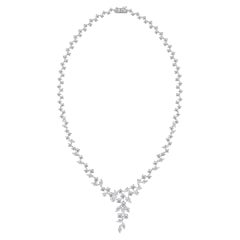 Natural 17.43 Carat SI Clarity HI Color Diamond Necklace 18 Karat White Gold