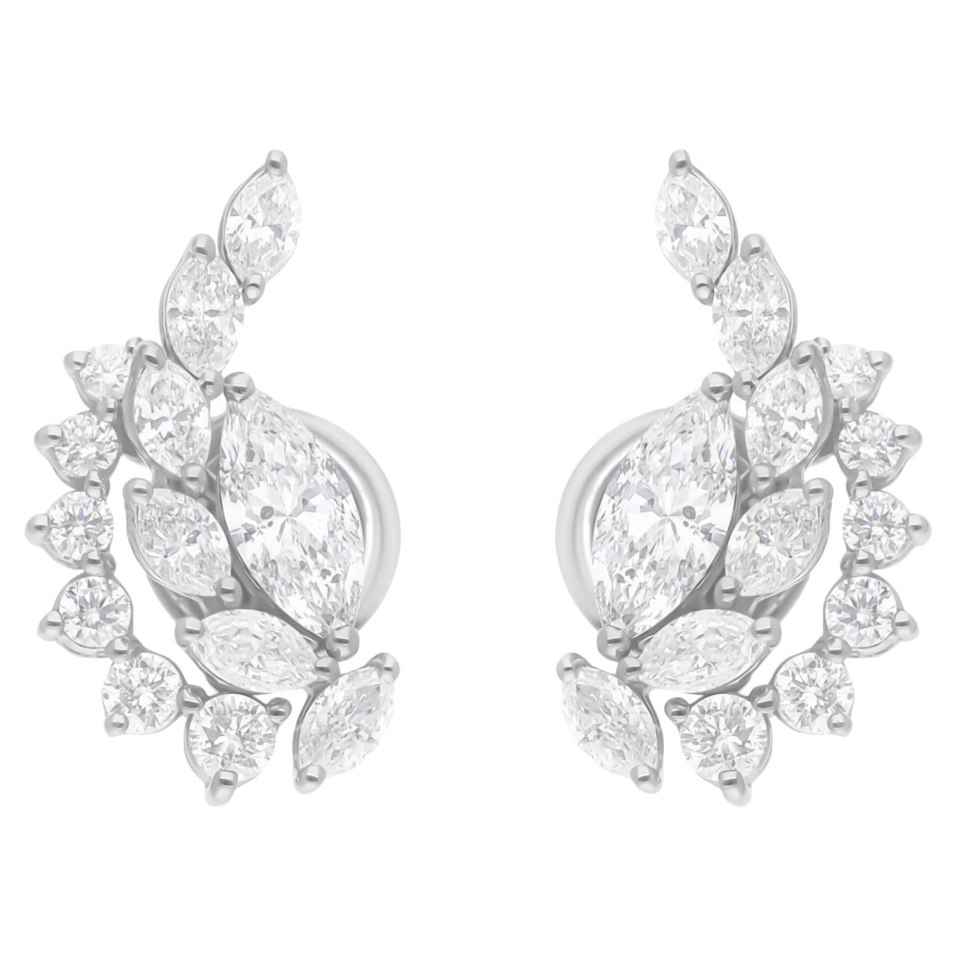 Natural 1.75 Carat SI Clarity HI Color Diamond Earrings 18 Karat White Gold