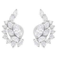 Natural 1.75 Carat SI Clarity HI Color Diamond Earrings 18 Karat White Gold