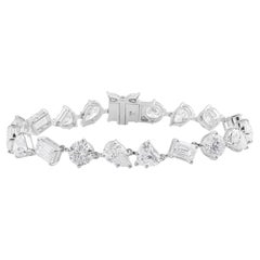 Bracelet de diamants naturels de 17,5 carats SI/H de formes multiples en or blanc 14 carats