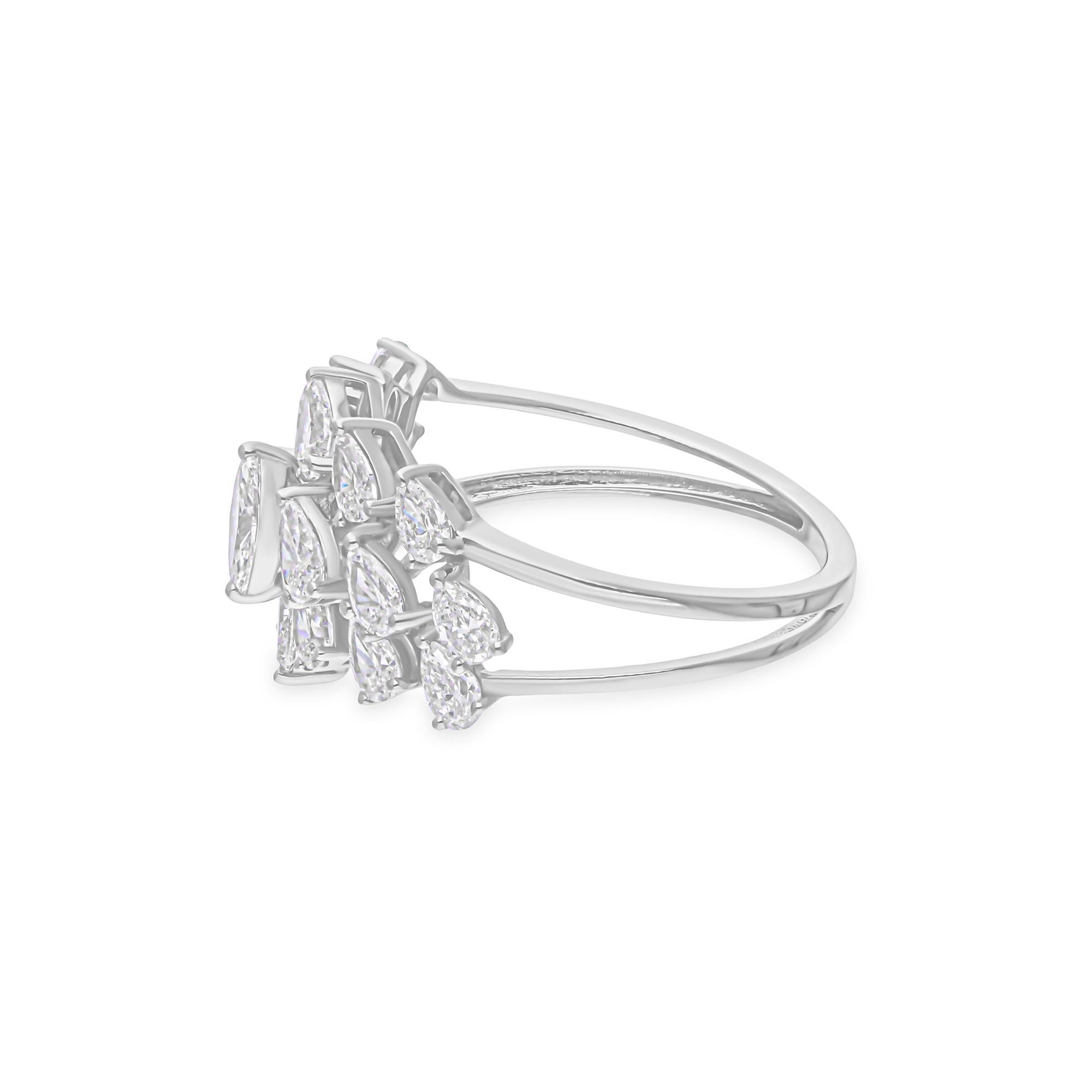 Modern Natural 1.75 Carat SI/H Pear Marquise Diamond Ring 14 Karat White Gold Jewelry For Sale
