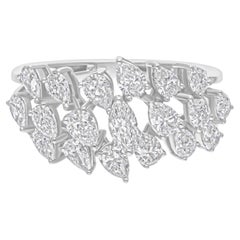 Natural 1.75 Carat SI/H Pear Marquise Diamond Ring 14 Karat White Gold Jewelry