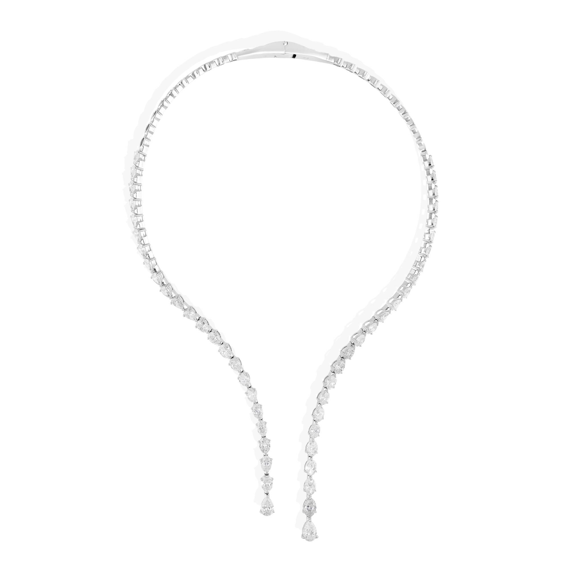Natürliche 17,59 Karat Diamant Choker Drop Halskette 18 Karat Weißgold Schmuck (Moderne) im Angebot
