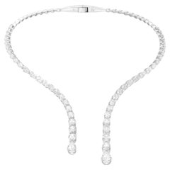 Natural 17.59 Carat Diamond Open Choker Necklace 18 Karat White Gold Jewelry