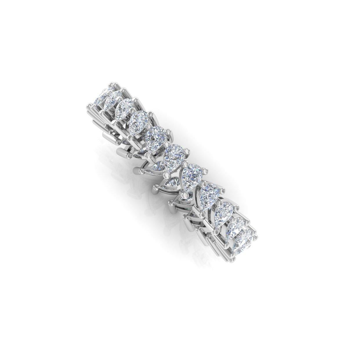 Women's Natural 1.76 Carat Pear Shape Diamond Band Ring 18 Karat White Gold Fine Jewelry For Sale