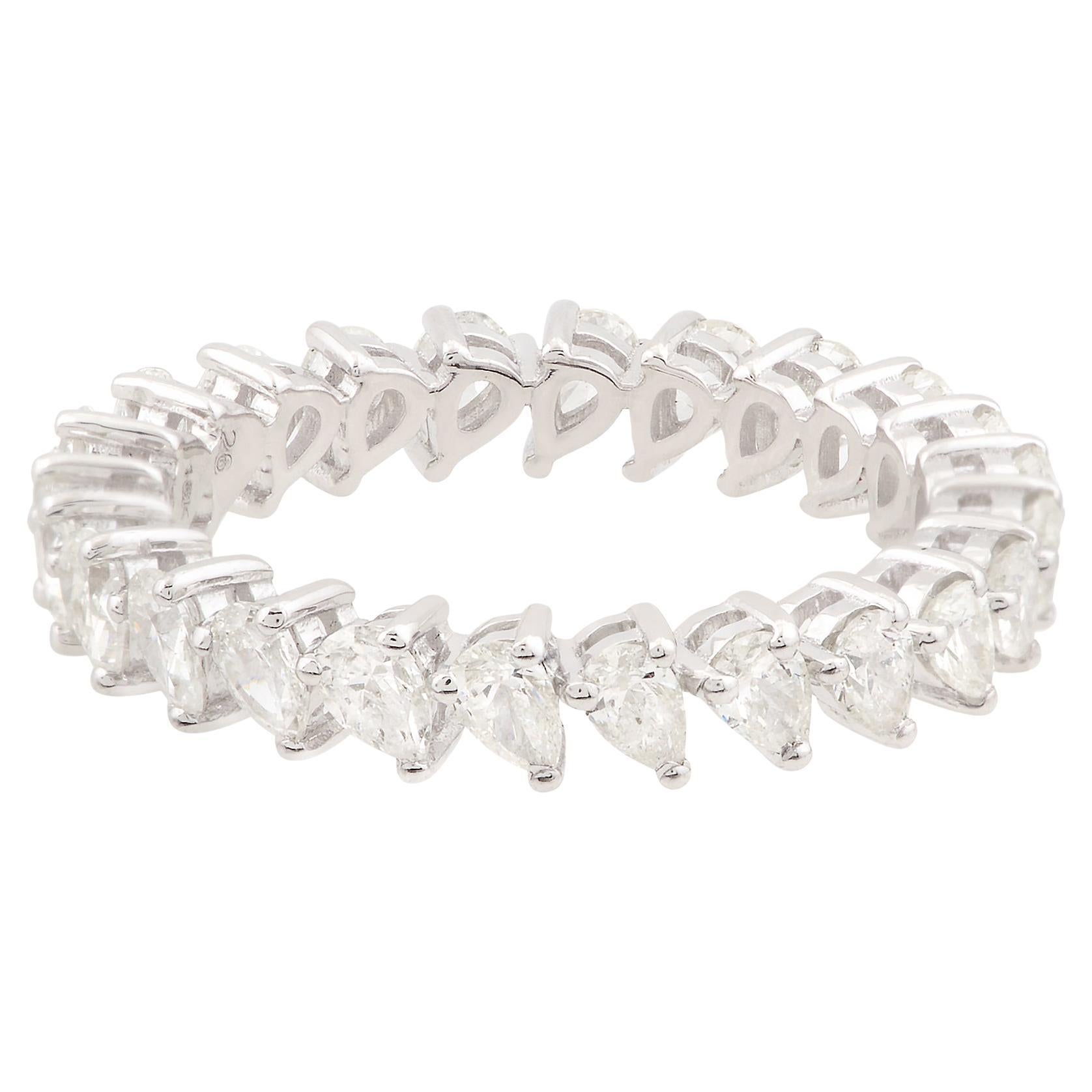 Anello a fascia con diamante naturale a forma di pera da 1,76 carati in oro bianco 18 carati Gioielli di pregio