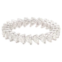 Natural 1.76 Carat Pear Shape Diamond Band Ring 18 Karat White Gold Fine Jewelry