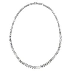 Nature 17.6 Carat SI/H Emerald Cut Diamond Necklace 18 Karat White Gold Jewelry