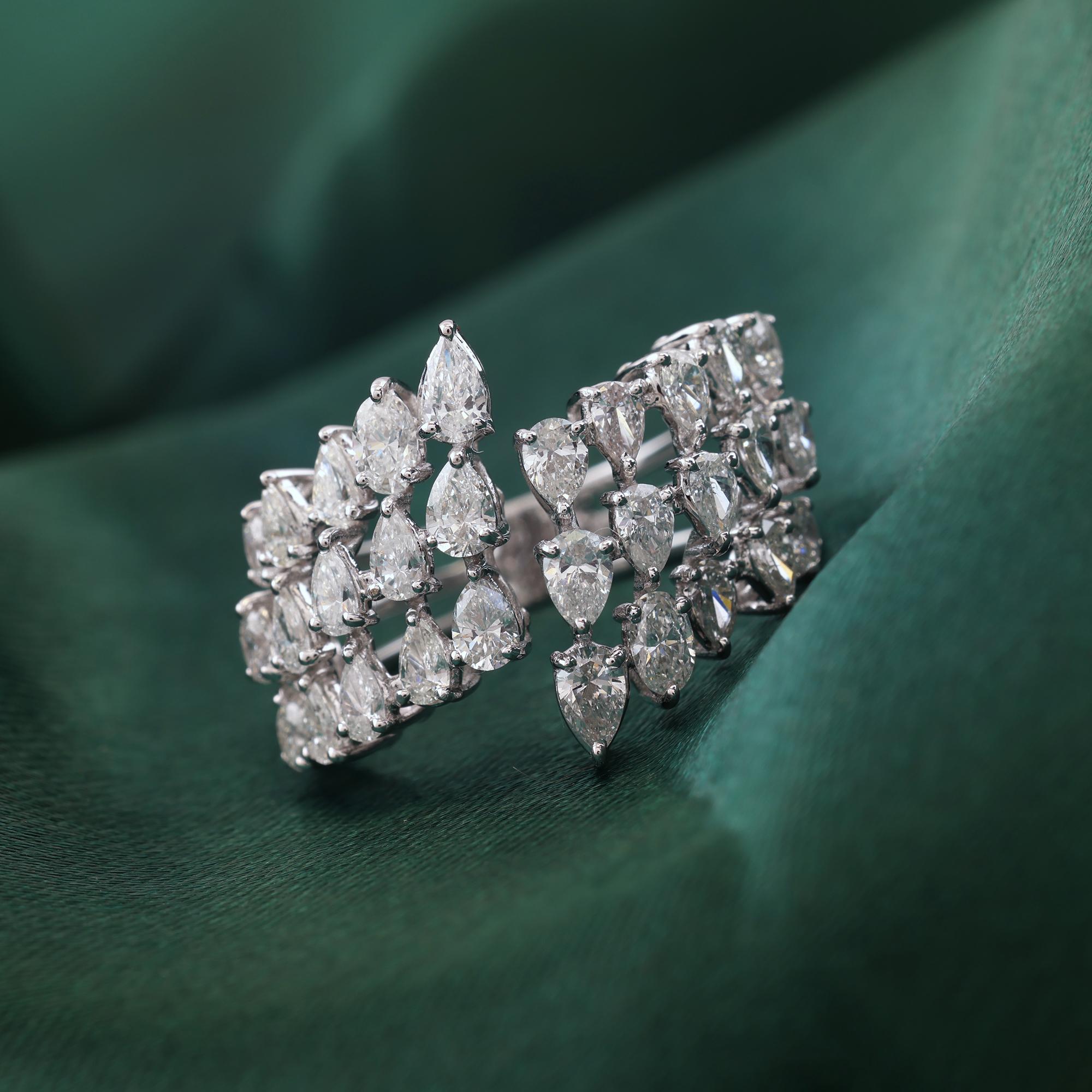 Natürlicher 1,76 Karat SI/H Birne Diamantring 18 Karat Weißgold Handgefertigter Schmuck (Art déco) im Angebot