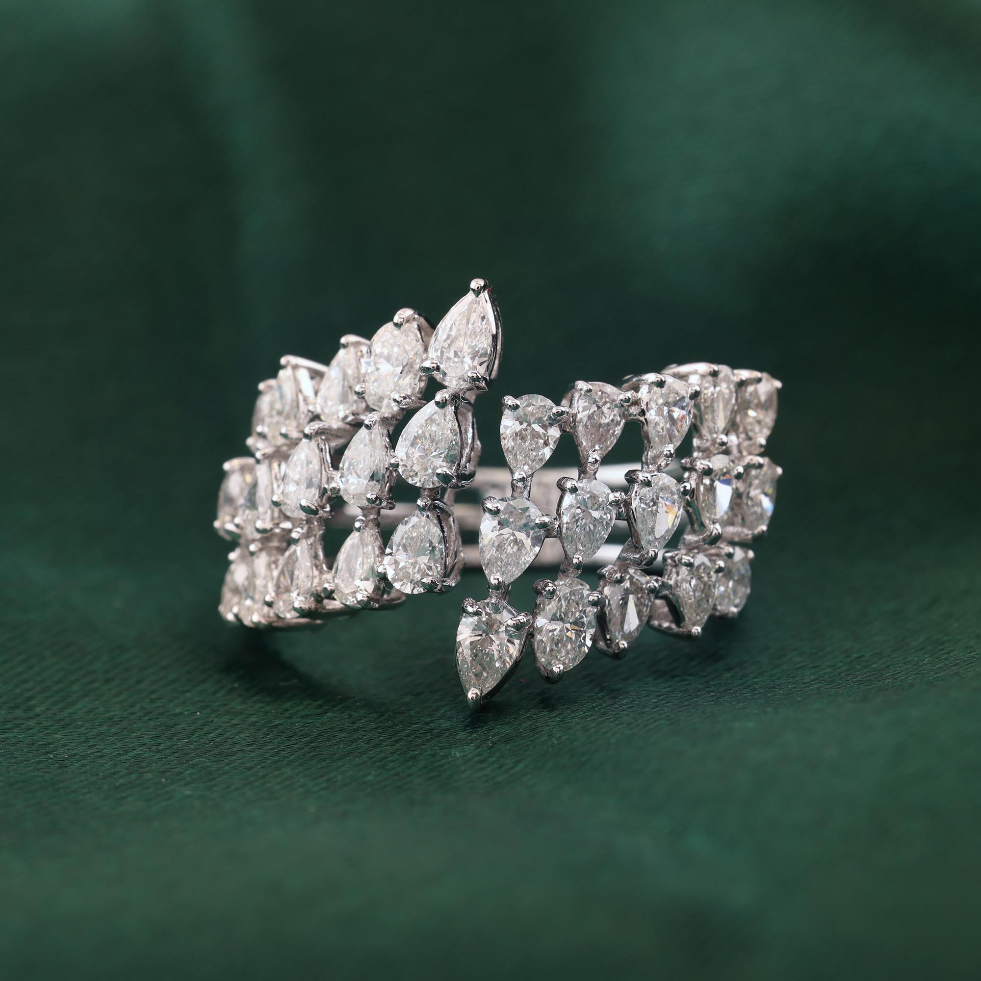 Natürlicher 1,76 Karat SI/H Birne Diamantring 18 Karat Weißgold Handgefertigter Schmuck (Tropfenschliff) im Angebot