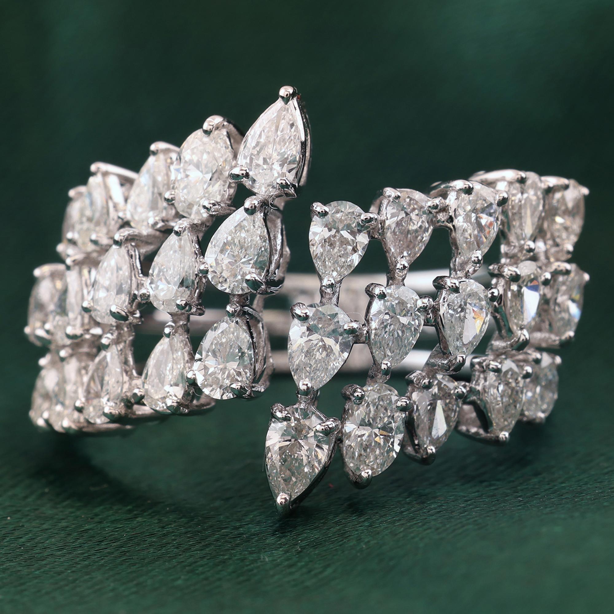 Natürlicher 1,76 Karat SI/H Birne Diamantring 18 Karat Weißgold Handgefertigter Schmuck im Zustand „Neu“ im Angebot in Diera, AE