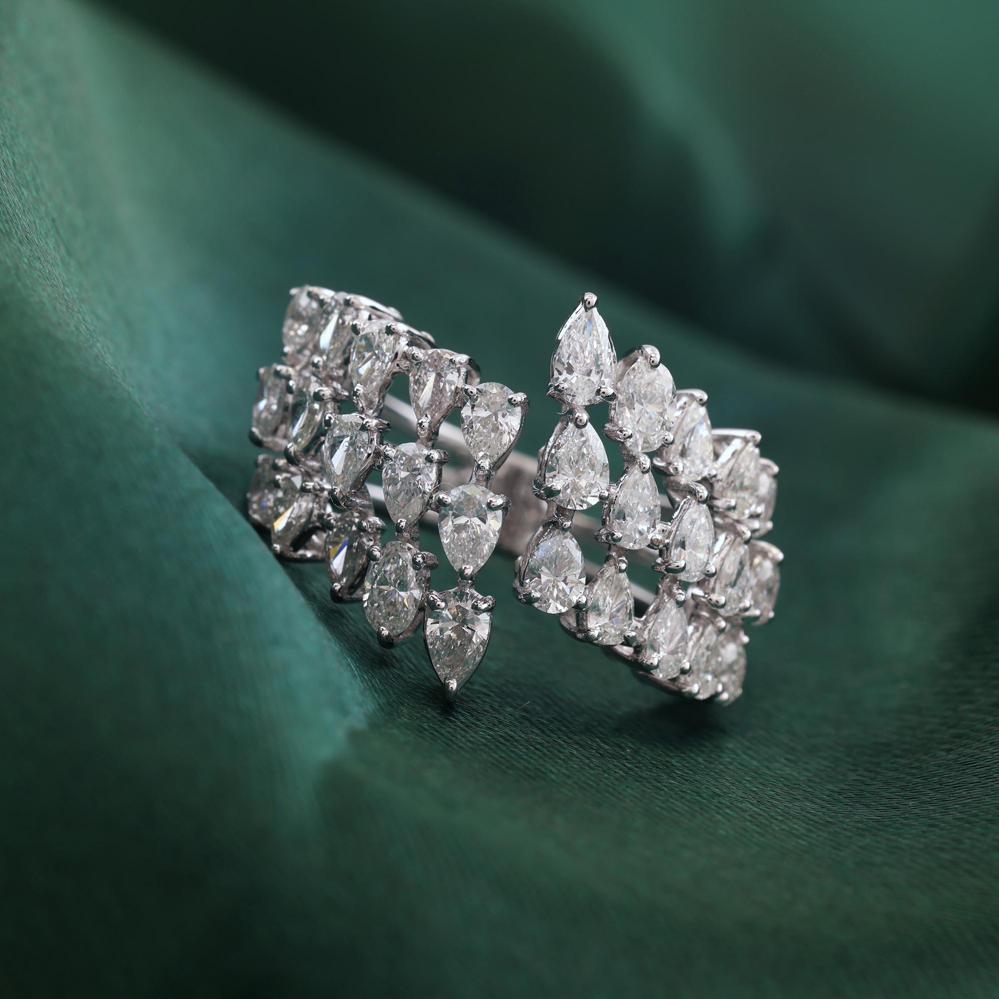 Natürlicher 1,76 Karat SI/H Birne Diamantring 18 Karat Weißgold Handgefertigter Schmuck im Angebot 1