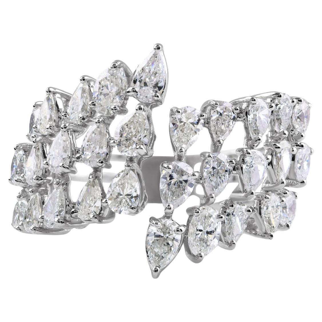 Natural 1.76 Carat SI/H Pear Diamond Ring 18 Karat White Gold Handmade Jewelry