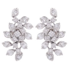 Natural 1.77 Carat SI Clarity HI Color Diamond Earrings 18 Karat White Gold