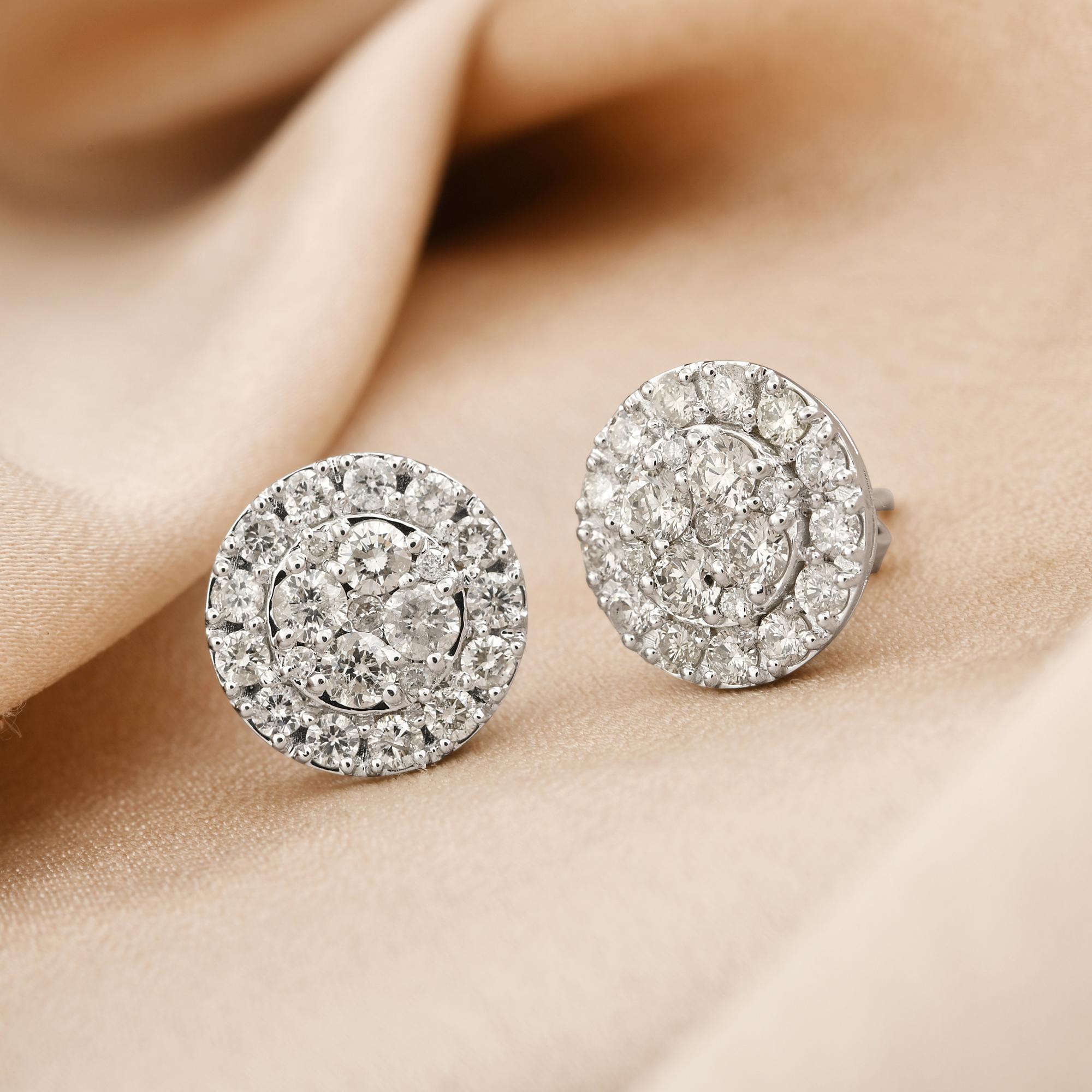 Pendientes de oro blanco de 14 quilates con diamantes naturales de 1,77 quilates SI/HI Moderno en venta
